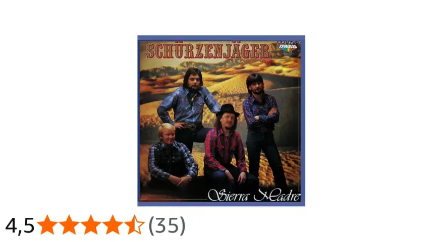 Schürzenjäger posieren vor einer Wüstenlandschaft, Albumcover "Sierra Madre".